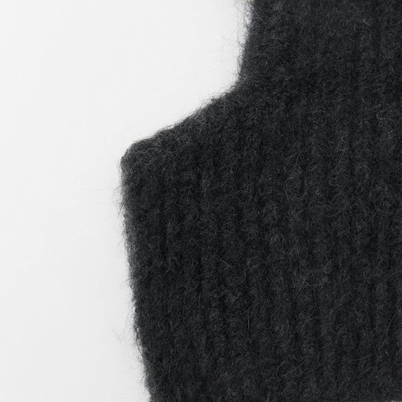 ZARA KNIT‎ BIB WOOL ALPACA WINTER COLLAR PULL ON MOHAIR SCARF ANTHRACITE - Picture 6 of 8
